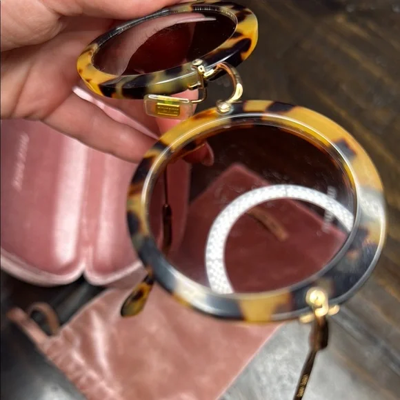 Miu Miu Tortoise Sunglasses with Pink Velvet Case